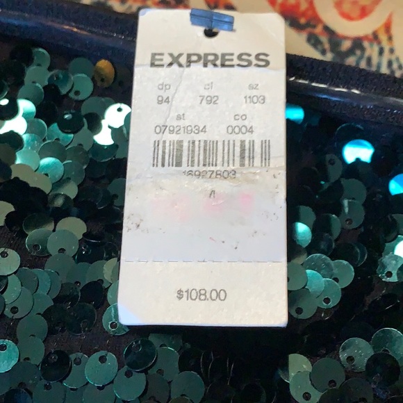 NWT Express Multicolored Sequin Strapless Mini Dress Cocktail Dress $108 - Picture 9 of 15